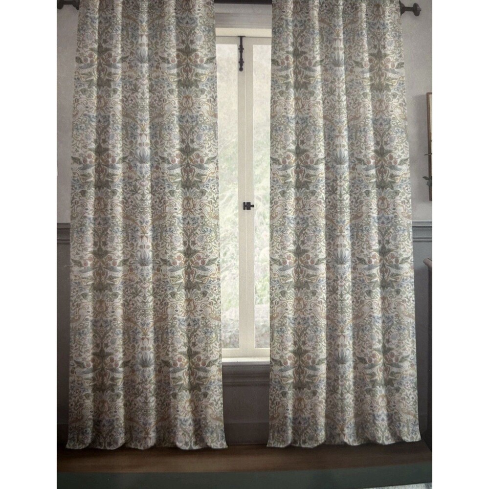 MORRIS & CO Strawberry Thief Drapes Panels Curtains Set of 4 37 in X 96 in